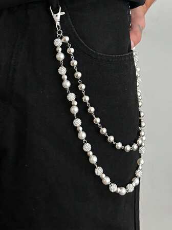 1 pieza Cadena de cintura multicapa con cuentas de perlas falsas de estilo bohemio, lujosa y de moda para uso casual, fiesta, estilo callejero, citas de pareja, vacaciones de mujer, cumpleaños, accesorio de joyería versátil