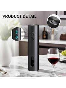 1 pieza/Opción de caja de regalo, Abridor de botellas de vino eléctrico recargable con cortador de papel de aluminio, vertedor, tapón al vacío y base de almacenamiento, Sacacorchos automático con carga Tipo-C, Adecuado para el hogar, la cocina, fiestas, bodas, regalo de Navidad - Multicolor - Ver 9