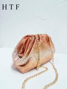 Women Handle Rhinestones Diamond Evening Clutch Bag Women Handbag Wedding Party Bling Bucket Purse Shoulder Bag Holiday For Lady Bag Shiny Diamond Bags