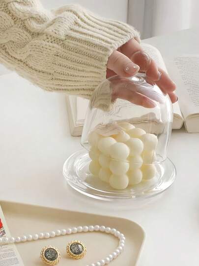 1 pezzo Portacandela trasparente in stile Ins con coperchio in vetro, decorazione da tavolo