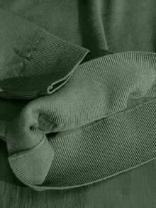 Men's Solid Color Long Sleeve Loose Fit Casual Turtleneck Sweater, Fall/Winter - Green - View 6