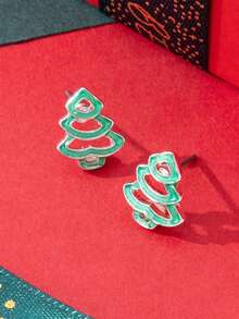1 Pair Minimalist Fashionable Chic Christmas Mini Tree Stud Earrings - Christmas Earrings - View 5