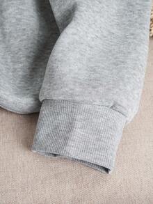 Casual Stylish Minimalist Women'S Long-Sleeve Round-Neck Sweatshirt With Letter Print,Graphic Crew Neck Sweatshirt, Long-Sleeve Pullover Comfy Loose Top (Perfect For Game Day And Valentine's Day) - 灰色 - 查看 3