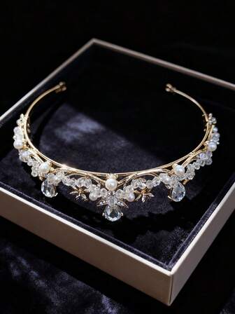 Luxury Crystal Bridal Tiara With Inlaid Rhinestones - Grand Alloy Wedding Headpiece For Western Brides