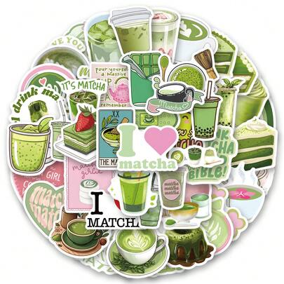 59PCS Matcha Series Stickers, Holiday Party Stickers, Adult Games Treats Classroom Crafts Favors Gifts,UseCups, Toys, Paper-Cut Window Decorations, Cars Laptop Water Bottle Cell Phone Skateboard Luggage