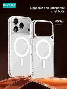 Koolife 1pc New Apple 17 Phone Case, Minimalist Solid Color With Magnetic Charging, 2-In-1 Transparent Phone Protective Case, TPU+PC, Elegant Design Compatible With Iphone 17 ProMax/17/17 Pro/17 Air/14/14 Pro/14 ProMax/15/15 Pro/15 ProMax - White - View 1