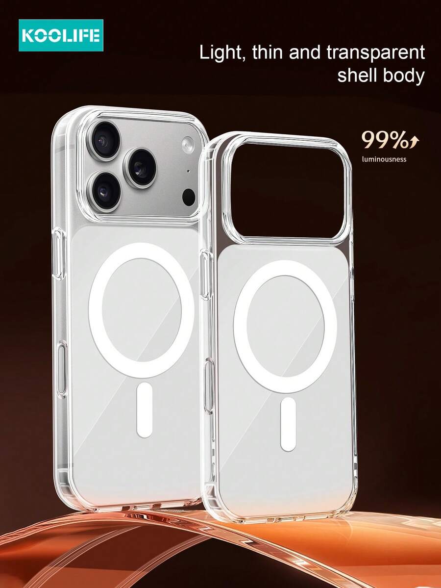 Koolife 1pc New Apple 17 Phone Case, Minimalist Solid Color With Magnetic Charging, 2-In-1 Transparent Phone Protective Case, TPU+PC, Elegant Design Compatible With Iphone 17 ProMax/17/17 Pro/17 Air/14/14 Pro/14 ProMax/15/15 Pro/15 ProMax - White - View 1