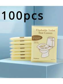 10片/50片/100片装一次性马桶垫，独立包装便携式卫生巾，马桶衬垫，适合旅行、酒店、出差和露营 | 卫生一次性卫浴用品 | 方便使用的包装，便携式旅行袋装马桶垫 - 白色 - 查看 9