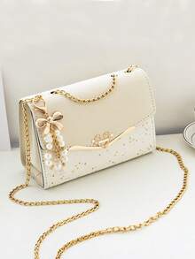 Women's Valentine's Day Shoulder Bags Fashion Flap Crossbody Bags Beautiful And Chic Chain Shoulder Strap Handbags Daily Use Wallet For Wife - Màu be - Xem 1