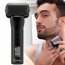 Hatteker 1pc Washable LCD Digital Reciprocating Three-Blade Electric Man Shaver - Multicolor - View 13