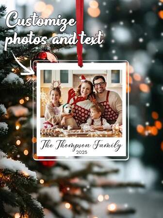 1pc Customized Family Photo Style Decor, Personalized Acrylic Family Photo Keepsake, Family Christmas Decoration, Large Family Portrait Christmas Ornament For Couples, Christmas Tree Hanging Decor, Room Decoration, Christmas Gift, Ideal For Christmas, Anniversary, Valentine's Day, Housewarming, Birthday, Wedding, Great Gift For Boyfriend, Girlfriend, Family, Lover, Friends, Best Wedding, Friend, Family Gift