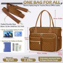 Laptop Bag For Women,Large Capacity Teacher Nurse Professional Work Multi-Functional Organizer Bag,For Office,College,Travel,Business,Daily,Weekend Trips Use - Brown - View 3