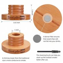 Smlpuame 1 Set, Smoked Wood Cocktail Lid Set: Wooden Smoker Kit For Bourbon Whiskey, Home Bar Supplies - Khaki - View 4