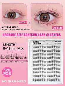 180/90 Cluster Lash, Glue-Free, Waterproof, Single Lash C 0.07 Natural Look DIY Eyelash Extension, Natural Cluster Cosplay Lashes, 10 Rows Wear, Glue-Free Lashes, Natural Fluffy False Lash Cluster For Women, Party, Club, Makeup Tools, Eyelashes, Eyelash Cluster, Travel, Eyelash Cluster Set, Cartoon Lashes, Cluster, Eyelash Cluster - 黑色 - 查看 2
