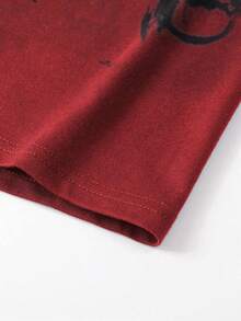 Men's Plus Size Summer Gothic Patchwork Color Short-Sleeve Crew Neck T-Shirt - Red - View 4