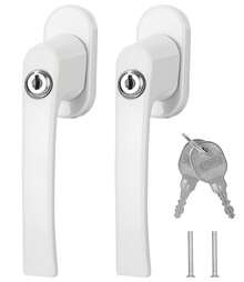 Abschließbare Fenstergriffe, Stiftlänge 35 mm, Kindersicherung für Fenster, weiß, schlüssellose Fenster-/Balkontürgriffe, 2er-Pack. - Weiss - Übersicht 1