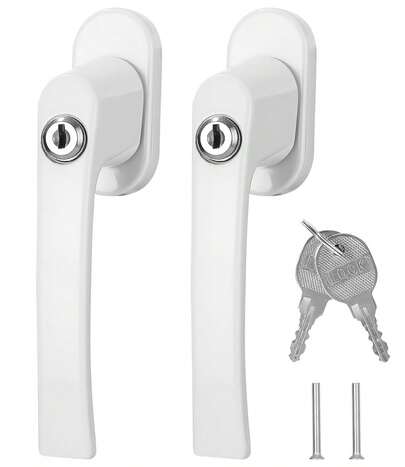 Abschließbare Fenstergriffe, Stiftlänge 35 mm, Kindersicherung für Fenster, weiß, schlüssellose Fenster-/Balkontürgriffe, 2er-Pack.