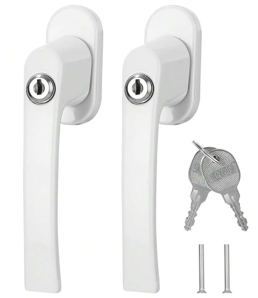 Abschließbare Fenstergriffe, Stiftlänge 35 mm, Kindersicherung für Fenster, weiß, schlüssellose Fenster-/Balkontürgriffe, 2er-Pack. - Weiss - Übersicht 1
