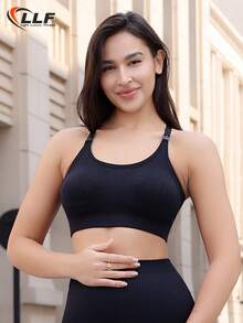 LLF Seamless Knit Nursing Bra - Adjustable Shoulder Strap Design, Removable Pads, High Support For Women (Suitable For Workout/Yoga/Running/Gym) - Black - View 3