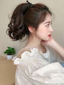 Ponytail Extension 12 Inch Strap Style Heat Resistant Wavy Synthetic Fiber Wrap Around Ponytail Hairpiece For Daily Use(Brown) - Multicolor - View 10