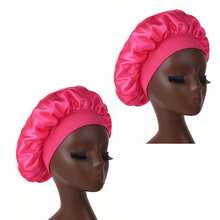 2 Piezas/1 Pieza Gorro de seda para dormir, gorros de satén, gorro de dormir de seda con banda elástica suave, envoltura de cabello de seda para cabello rizado