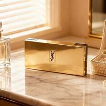 Yves Saint Laurent Luxury Gold Makeup Case - Premium Powder Compact, Travel Powder Compact, Elegant Design - Gold - View 2