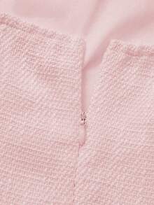 两件套优雅法式复古硬币图案吊带裙+长袖上衣，修身显瘦的冬季女装，白色连衣裙，适合新年夜粉色系春季穿着 - 粉色 - 查看 11