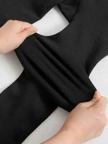 1pc Women's Semi-Sheer Tights, Thick Warm, High Waist Elastic Pants, 220g, Comfortable - 黑色 - 查看 8