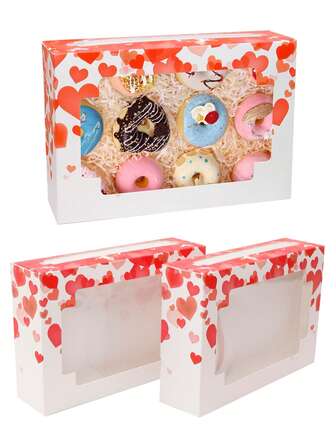 10 piezas/20 piezas Cajas de embalaje con forma de corazón para el Día de San Valentín, cajas de exhibición de ventana para dulces, cajas para pasteles, cajas para tartas y postres, cajas de embalaje para panadería, galletas, merienda, cajas para productos horneados para llevar