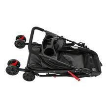 Faltbarer Haustierwagen Bis 18 Kg – Leichter Hunde- & Katzenbuggy Mit Ausziehbarem Verdeck, Ideal Für Reisen, Spaziergänge & Outdoor-Abenteuer - Schwarz - Übersicht 5
