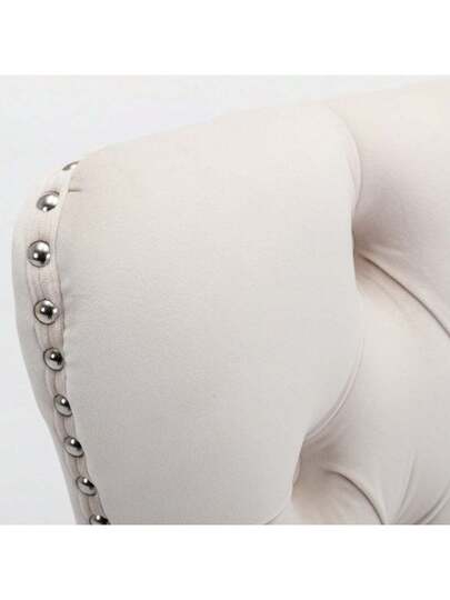 Furniture, Nikki Moderne Collection, High End Upholstered Solid Wood Contemporary Dining Stoel Chrome Stainless Steel Legs Nail Ornament, Set Of 2, Grijs Chrome, DE1701GY view 8