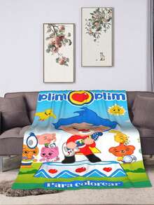 Plim Plim Blanket Luxury Anime Flannel Blanket - Ultra Soft Cartoon Print, The Perfect Gift For Any Occasion, Christmas, Birthday, For Home, Camping & Travel Use - 黑色 - 查看 7