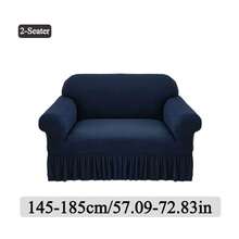 1PC Elastic Skirt Sofa Cover Universal Four Seasons Anti-Dirty And Non-Slip Solid Color Sofa Cover Suitable For 1/2/3/4 Seat Home/Living Room Decoration All-Inclusive Sofa Protective Cover Valentine's Day Gifts Valentine's Day Decorations - 藏青 - 查看 14