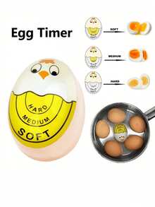 Color Changing Egg Timer - Accurately Measure Hard And Soft Boiled Eggs With Sensitive Indicator ,Kitchen Accessories - Yellow - View 2