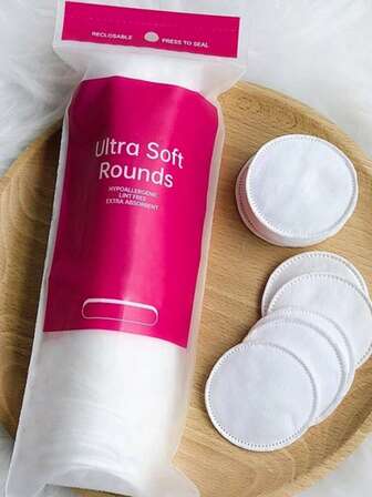 柔软一次性洁面棉片，用于卸妆、清洁指甲和护肤 - 低致敏性，适合敏感肌肤，浅米色 - 馈赠亲友的理想之选 - 5.7x5.7厘米，指甲清洁湿巾 | 圆形洁面棉片