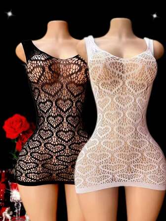 两件套女士镂空连衣裙渔网性感内衣，浪漫睡衣