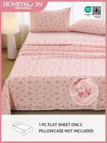 1件印花单人床单，深口袋设计，柔软透气，抗皱，防褪色防缩水，适合家庭和宿舍使用，可机洗，通过Oeko-Tex认证 - 彩色 - 查看 1