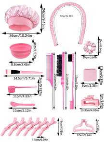 26件套粉色免加热卷发棒SPA护发套装，女士DIY美发造型工具套装，包含梳子、鸭嘴夹、镜子、卷发棒、发夹、发圈、SPA工具，精美礼品，圣诞袜填充物，女士圣诞袜填充物，圣诞礼物，礼物，圣诞袜填充物，女士礼物，礼物，圣诞礼物，成人圣诞袜填充物，成人圣诞袜填充物，美发用品，女士配饰，圣诞袜填充物，成人礼发饰，圣诞发饰，女士礼物创意，美容圣诞袜填充物，女士圣诞礼物 - 彩色 - 查看 5