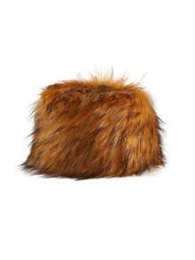 This Winter-Style Faux-Fur Bucket Hat Is Warm And Comfortable, Featuring A Hollow, Plush Headband Suitable For Both Men And Women. The Soft, Fluffy Russian-Style Hat, Made Of Soft, Fluffy Faux-Fur Material, Provides A Warm And Comfortable Experience. A Cute Rainbow-Colored Women's Bucket Hat, Perfect For Cold Weather Like Christmas. - Khaki - View 12