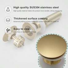 Bathroom Sink Drain Vessel Sink Lavatory Vanity Up Drain Stopper,(Brushed Gold With Overflow) - Multicolor - View 7