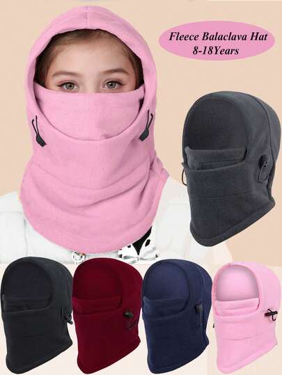 1pc Kids Full Face Ski Mask Neck Warmer, Children Wool Balaclava Hat For Boys And Girls Ski Cap