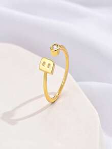 1枚复古怀旧时尚26字母可调节戒指，适合作为情侣聚会/旅行礼物 - SJZ-085-金色 - 查看 30