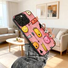 Cubierta de telefono con diseño de dibujos animados rosa con frutas y flechas para uso diario en casa Aplicable a teléfonos Apple y Galaxy - Blanco - Ver 5