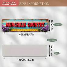 2D Flat, Vintage Wizard Of Oz Inspired Munchkin Country Metal Wall Decor Sign - Large 15. 75x3.. 94 Inch Rustic Farmhouse Plaque With Bold Red Lettering, Yellow Brick Road & Dorothy's House Design - Easy Mounting Hardware Included For Home, Cafe, Office Decoration, Farmhouse Rustic Decor, Aluminum Wall Art, Metal Art Wall Decor, 2D Flat - 彩色 - 查看 3