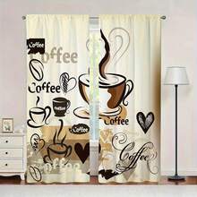 2 piezas de cortinas con tema de café, de 84 pulgadas de largo, cortinas decorativas con bolsillo para barra, adecuadas para dormitorio, sala de estar, decoración del hogar, decoración de habitación - Multicolor - Ver 13