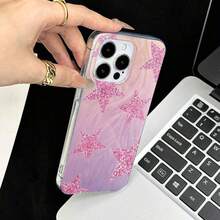 Funda para teléfono con estrella rosa brillante, compatible con teléfonos ,  17,  16 Pro Max,  15 Pro Max,  13 y  12. Fabricada en TPU resistente, con esquinas reforzadas con airbag y un vibrante diseño brillante. Perfecta para quienes aman brillar y un regalo elegante para amigos y seres queridos. - transparente - Ver 5