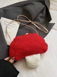 Cartoon Mushroom Shaped Shoulder Bag, Suitable For Boys And Girls, Soft And Cute, Crossbody Bag Suitable For Autumn And Winter - Red - View 6