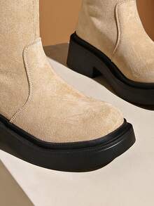 2025 Spring/Autumn New V-Cut Tall Riding Boots For Women, Over-The-Knee, Inner Heightening, Slim Fit Tall Boots - Beige - View 6