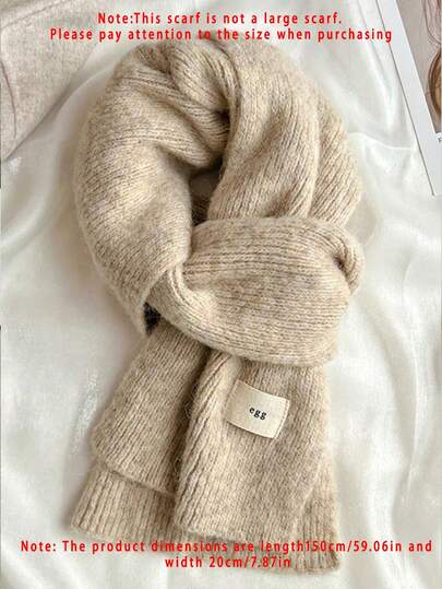 1pc Women Soft Knitted Scarf, Warm Knitted Thick Cashmere Neck Warmer, Suitable For Students, (Length 150cm/59.06in, Width 20cm/7.87in, Size Runs Small)