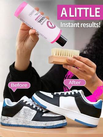 Rosa Mirakelsko Rengöringskit Med Flaska Och Borste För Textilrengöring För Läder, Vita Skor, Mocka Och Nubuck Sneakers